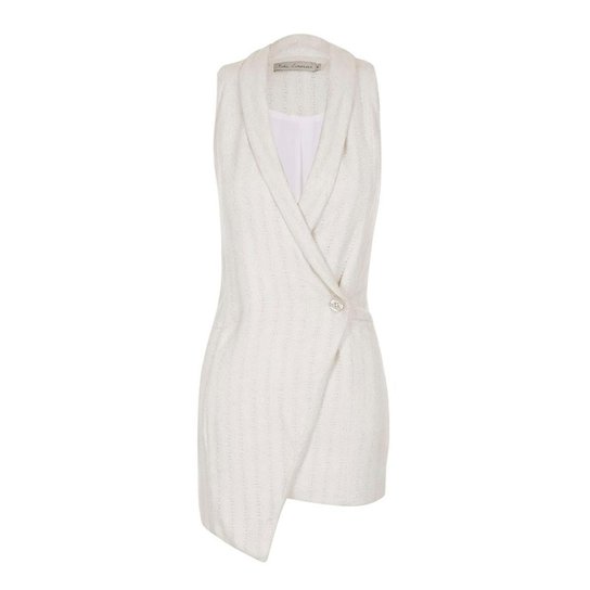 Maxi Colete Kika Simonsen Assimétrico Feminino - Off White