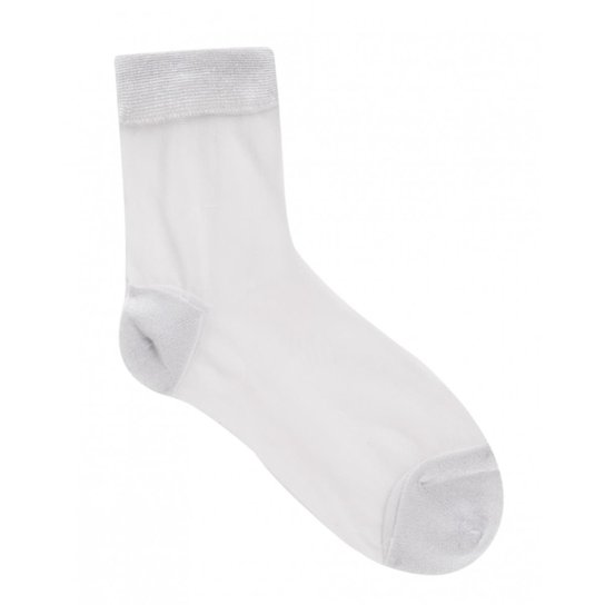 Meia Amaro Soquete Faixa Lurex Feminina - Branco
