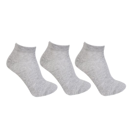 Meia Asics Invisível Cotton Sports Pacote c/ 3 Pares - Cinza