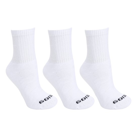 Meia Gonew Cano Médio Pacote c/ 3 Pares Feminina - Branco