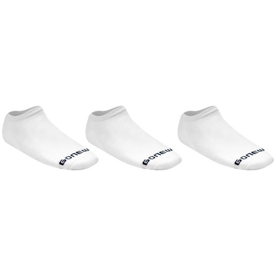 Meia GONEW Sem Cano Pacote c/ 3 Pares Numeração 34-38 - Branco