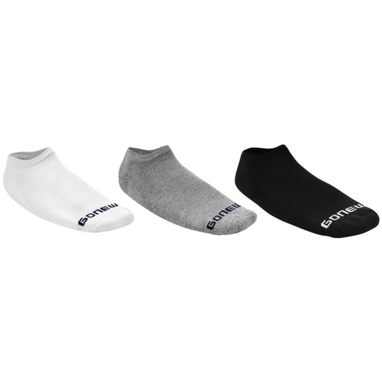 Meia GONEW Sem Cano Pacote c/ 3 Pares Numeração 34-38 - Branco+Cinza