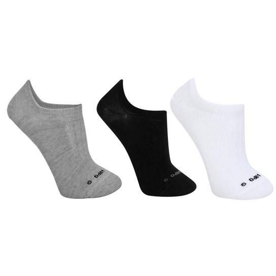 Meia Lupo Sport Sem Cano Pacote com 3 Pares - Branco+Preto