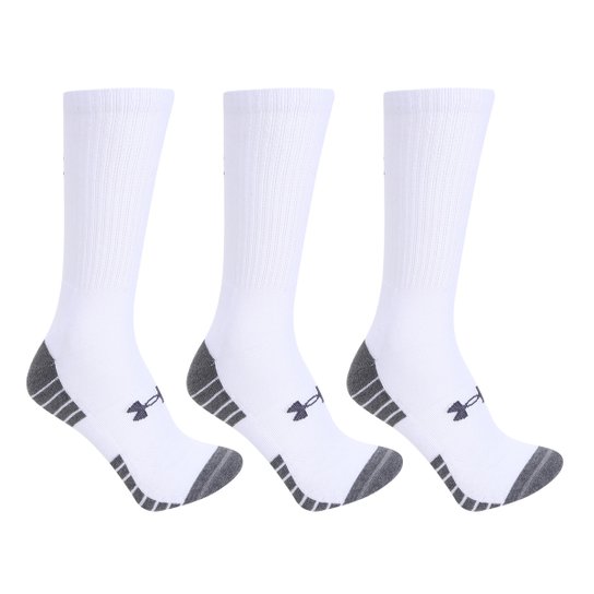 Meia Under Armour Cano Alto HeatGear c/ 3 Pares - Branco