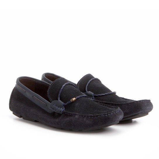 Mocassim Couro Shoestock Elo Trançado Masculino - Marinho