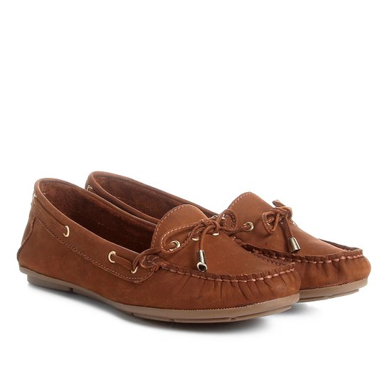 Mocassim Couro Shoestock Tradicional Feminino - Caramelo