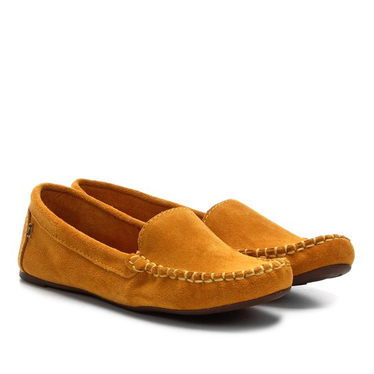 Mocassim Santa Lolla Camurça Básico Feminino - Amarelo