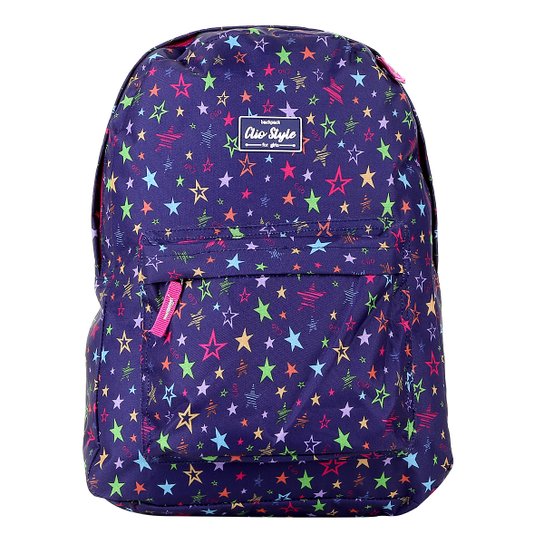 Mochila Clio Estampa Estrelas Feminina - Roxo