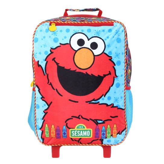 Mochila com Rodinhas Infantil Vila Sésamo - Azul+Vermelho