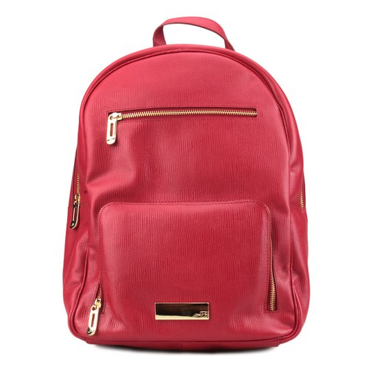 Mochila Couro Jorge Bischoff Arraia Basic Feminina - Vermelho