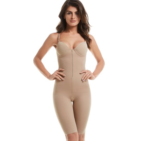 Modelador com Perna Bojo e Ziper Mondress - Bege