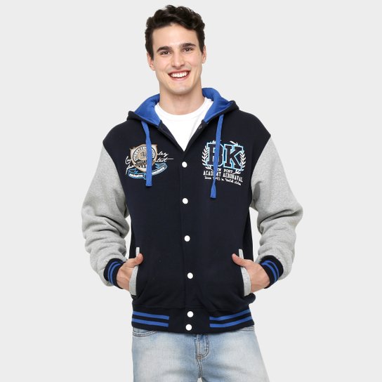 Moletom Broken Rules College Bordado - Chumbo+Azul
