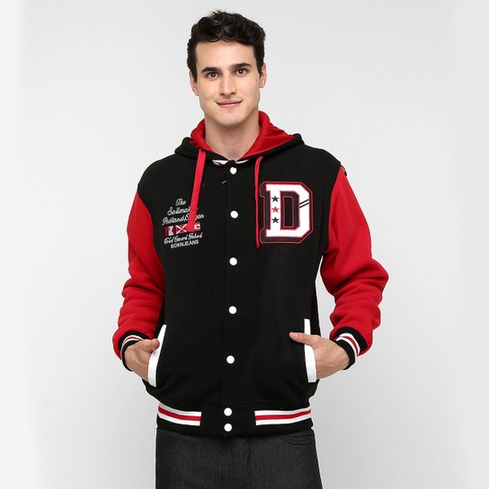 Moletom Broken Rules College Patch - Preto+Vermelho