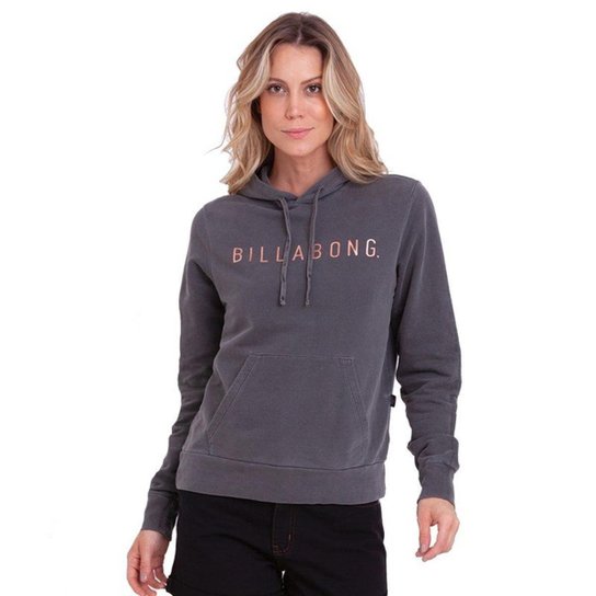 Moletom Canguru Feminino Billabong Gold Vintage - Cinza