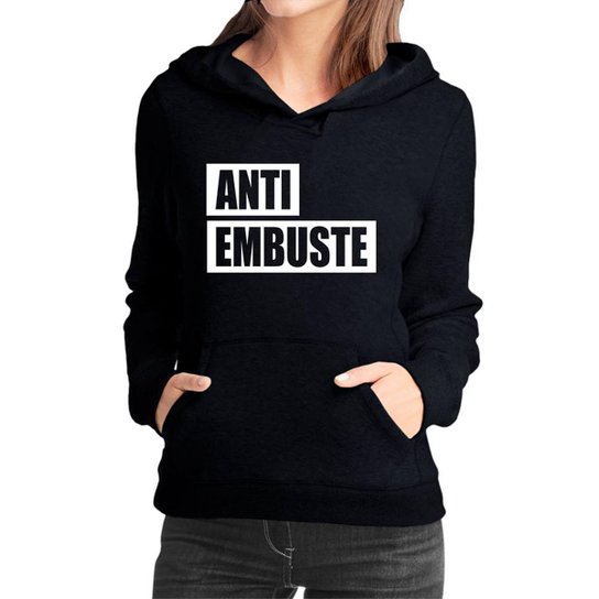 Moletom Criativa Urbana Anti Embuste Feminino - Preto