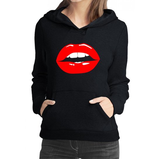 Moletom Criativa Urbana Boca Sexy - Preto