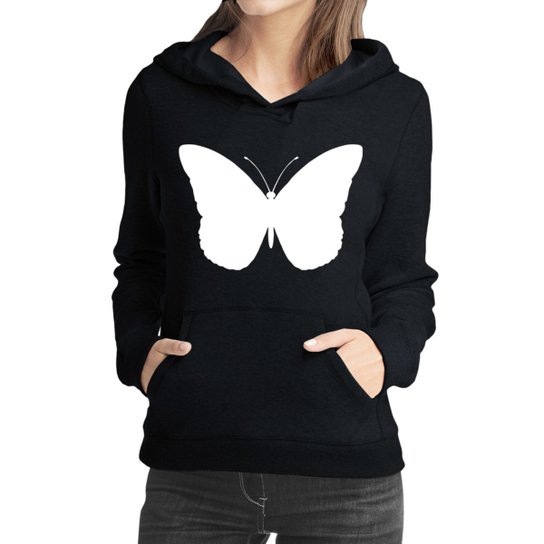 Moletom Criativa Urbana Borboleta - Preto