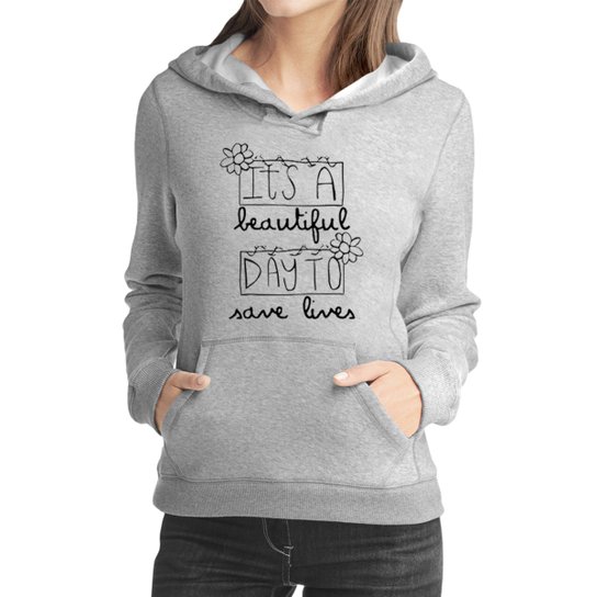 Moletom Criativa Urbana Frases Save Lives - Cinza