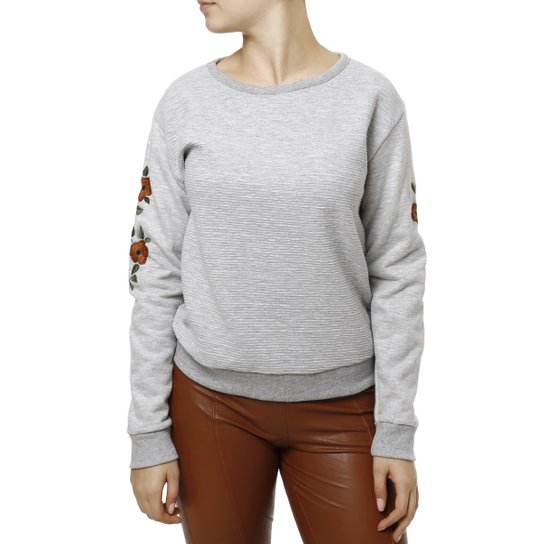 Moletom Fechado Feminino Lunender - Cinza