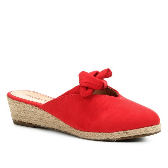 Mule Anabela Shoestock Laço Feminina - Vermelho