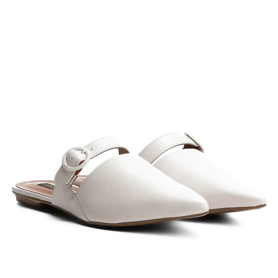 Mule Couro Jorge Bischoff Tira Fivela - Branco
