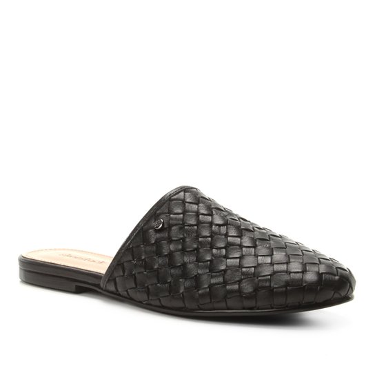 Mule Couro Shoestock Trançada - Preto