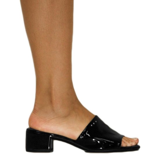 Mule Liszy Aberto Salto Bloco Feminino - Preto