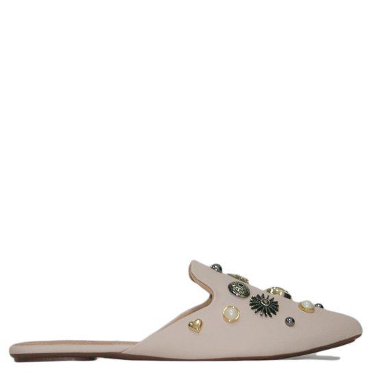 Mule Liszy Texturizado Com Aplicações Feminino - Nude