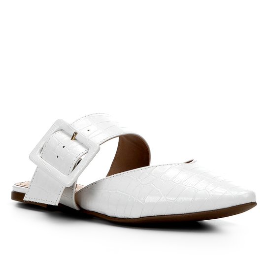 Mule Shoestock Croco Fivela - Branco