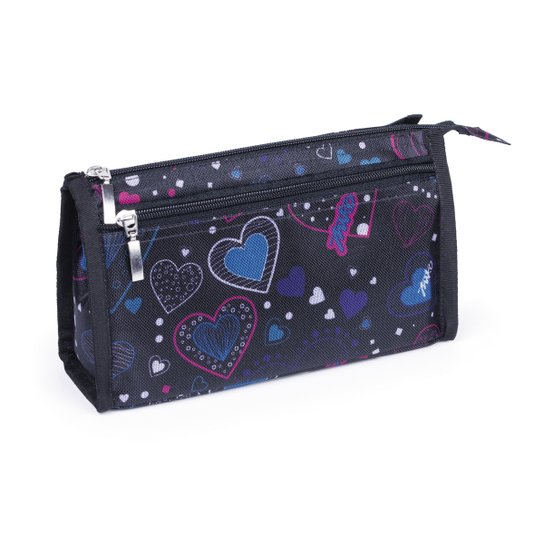 Necessaire LS Bolsas com bolso frontal - Preto