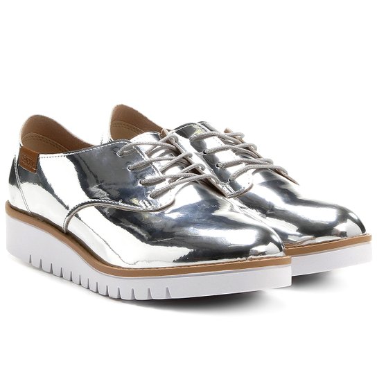 Oxford Beira Rio Solado Tratorado - Prata+Branco