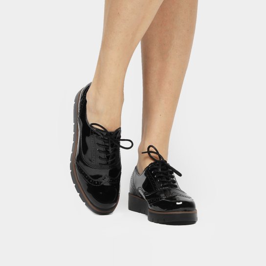 Oxford Bottero Flatform Brogue - Preto