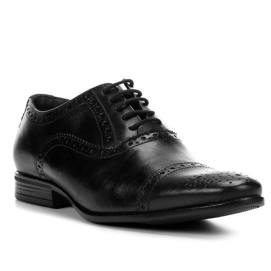 Oxford Couro Shoestock Brogues Masculino - Preto