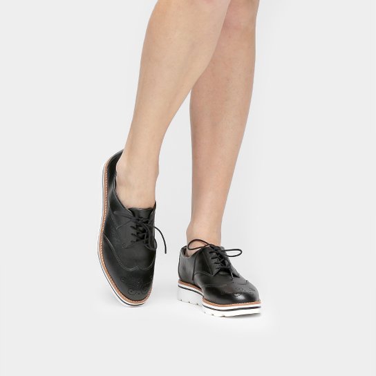 Oxford Dumond Solado Tratorado Broguê - Preto