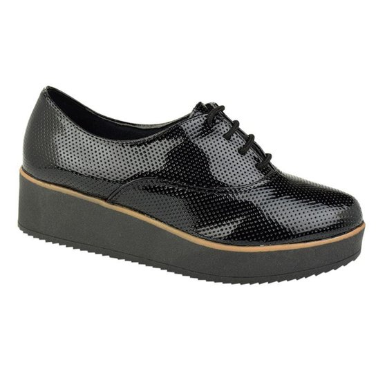 Oxford M Shuz Flatform Verniz Feminino - Preto