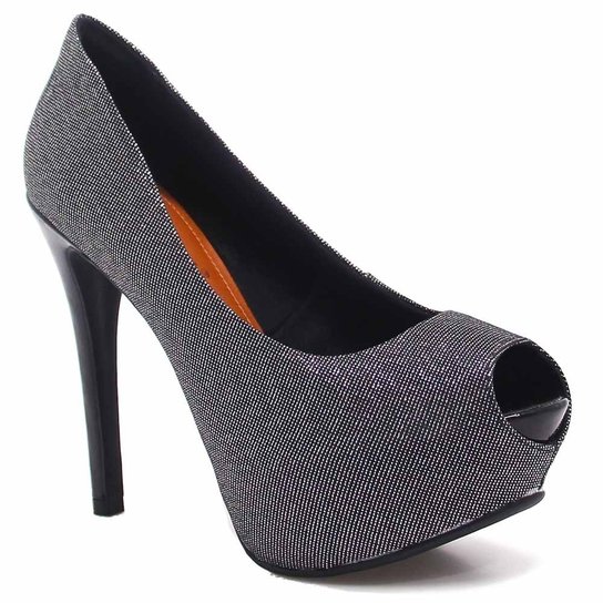 Peep Toe Salto Fino - Cinza