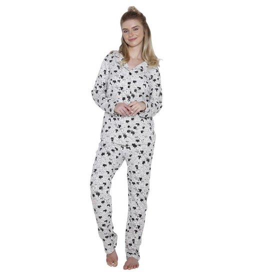 Pijama Aberto Inspirate Cats Feminino - Branco+Preto