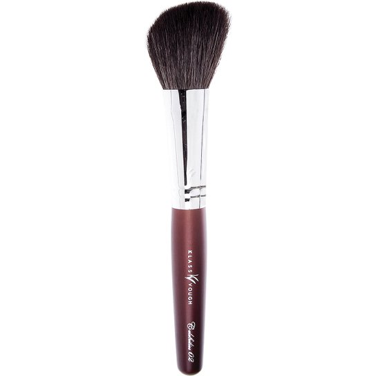 Pincel Profissional Chanfrado para Blush Klass Vough Celebrities Line CL-02 com Cerdas Naturais - Vinho+Prata