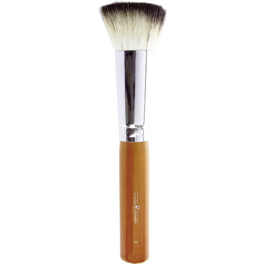 Pincel Profissional para Polimento/Pó/Blush Klass Vough Brown Line com Cerdas Naturais - Bege+Marrom