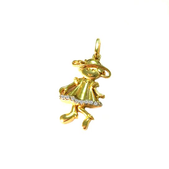Pingente Pratamil Menininha de Ouro com Zircônia - Ouro