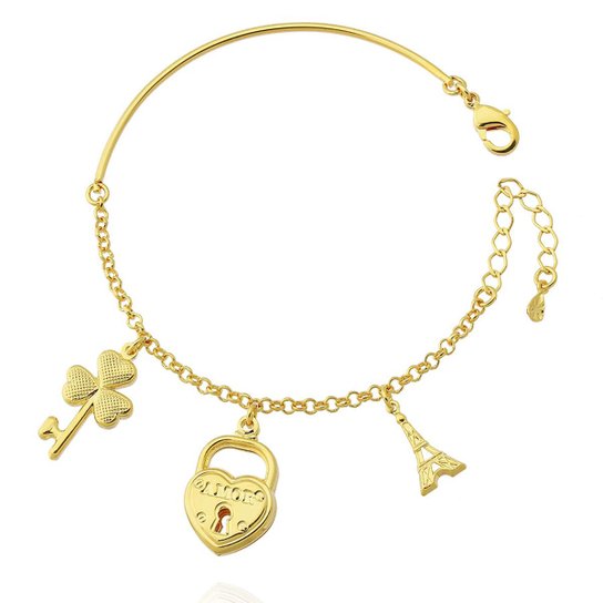 Pulseira Dona Diva Semi Joias Berloques - Dourado