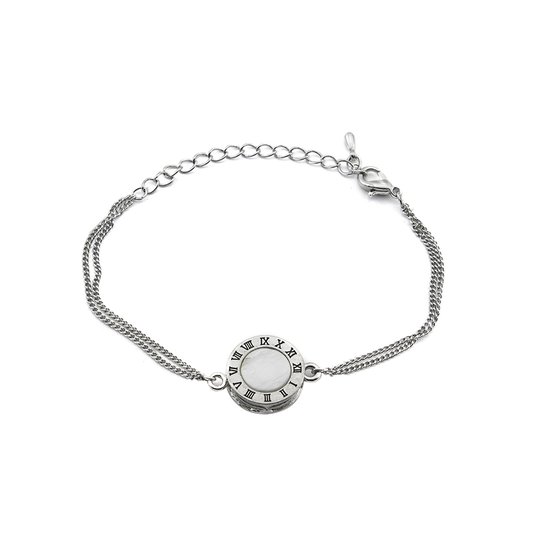 Pulseira Tudo Joias Algarismo Romano Folheada A Ródio - Prata