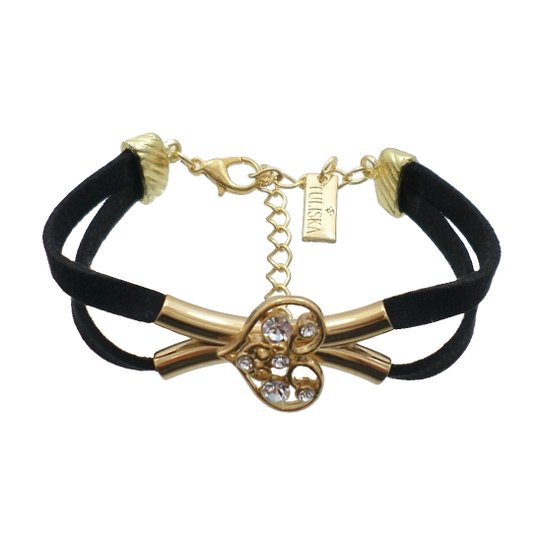 Pulseira Tuliska Canutilho Heart - Preto+Dourado