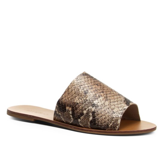 Rasteira Couro Shoestock Slide Cobra - Cobra