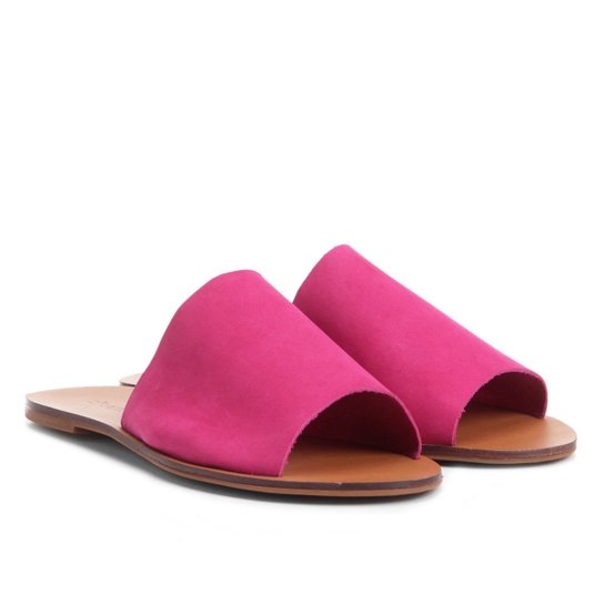 Rasteira Couro Shoestock Slide - Pink