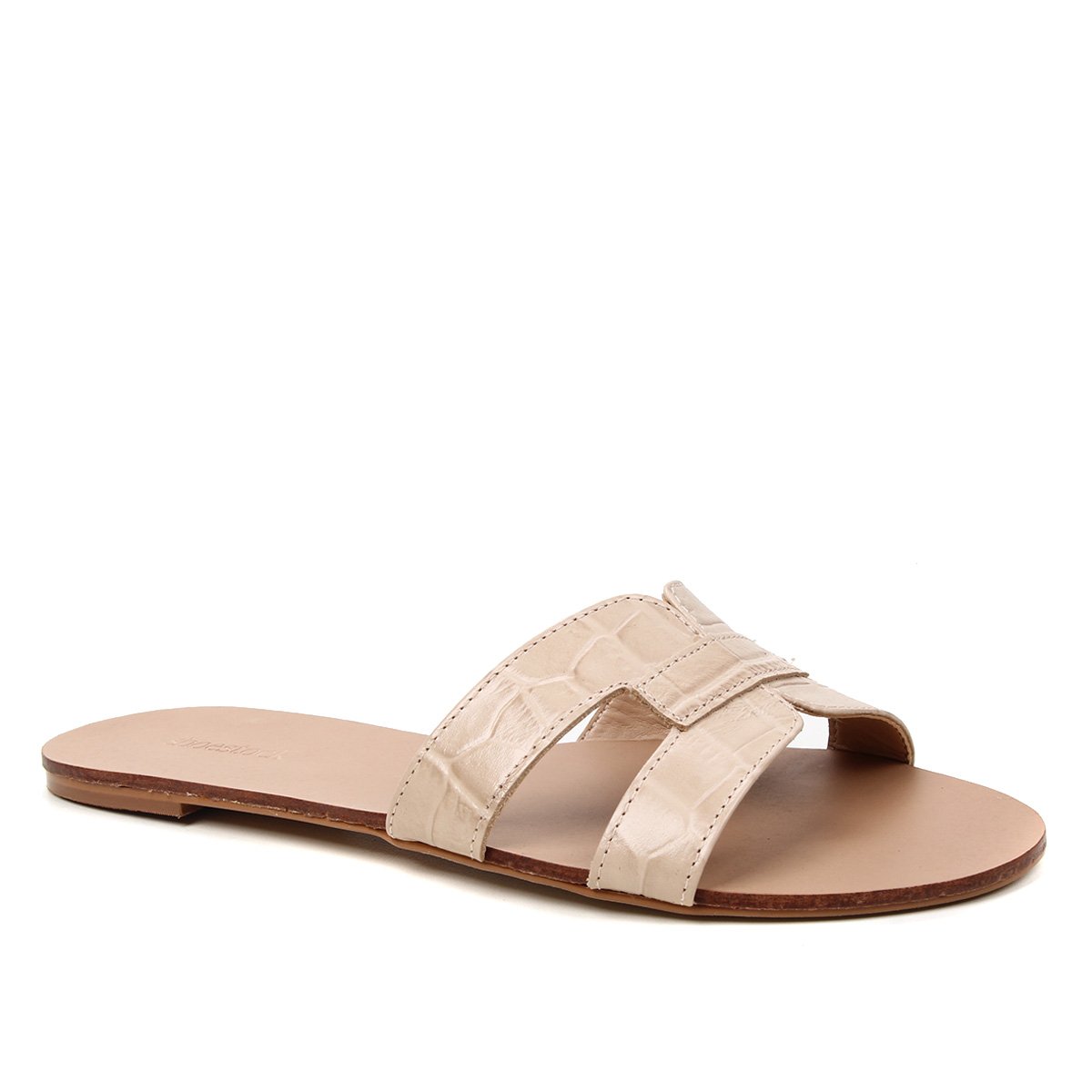 Rasteira Couro Shoestock Tiras - Bege Rasteira Couro Shoestock Tiras - Bege