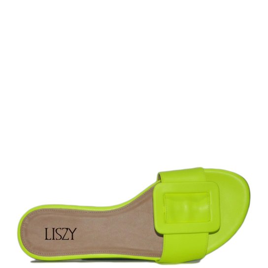 Rasteira Liszy Fivela Neon - Verde Limão