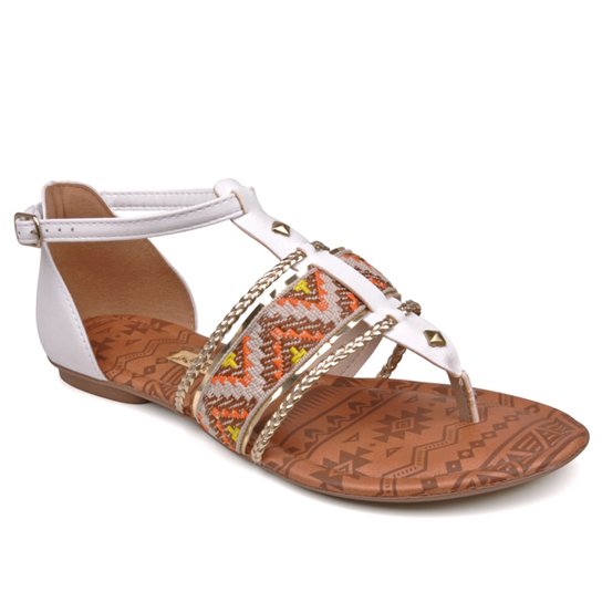 Rasteira Mississipi Miçangas - Branco