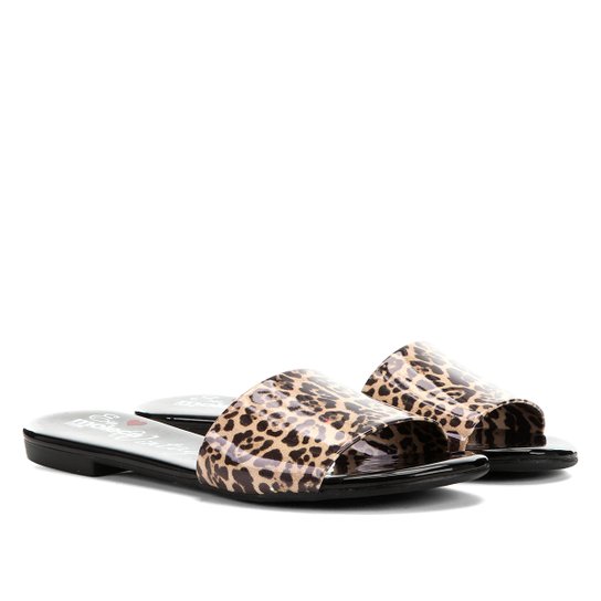 Rasteira Moleca Animal Print Onça Feminina - Onça