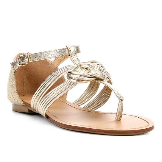 Rasteira Shoestock Nó Tiras Corda - Dourado